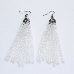 Clear beaded tassel earrings